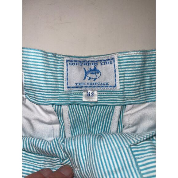 Southern Tide the Skipjack Green‎ Striped Seersucker Bermuda Shorts 32 A19 - Picture 2 of 7